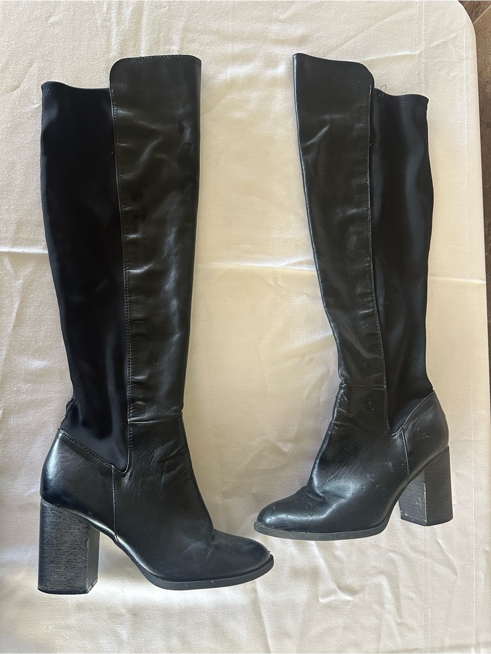 Indigo Black Over-the-Knee Block Heel Boots